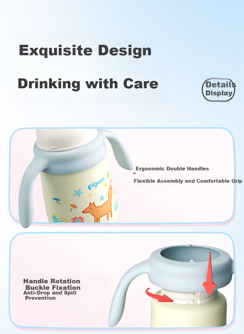 Pigeon Premium White Baby Children's Insulated Water Bottle Thermos Milk Bottle Straw Sippy Cup Anti-Choke Leak-Proof 300ml 12 Months+ 27