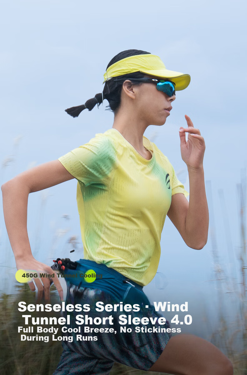 Feibit [Wind Tunnel Short Sleeve 4.0] Quick-Dry Breathable Marathon Training T-Shirt Frost Blue L 1