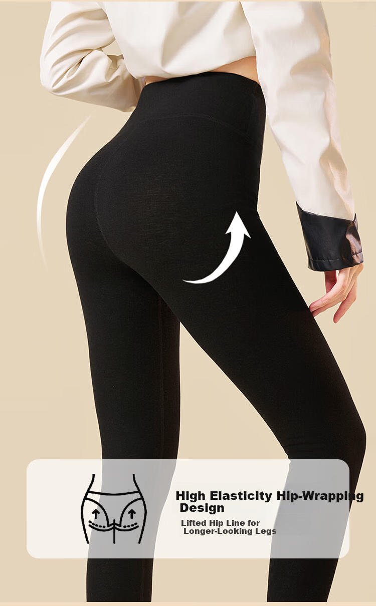 Langsha Women's Thermal Pants Winter Fleece Lined Thickened High Waist Double Layer Tummy Control Lambswool Seamless Cotton Leggings 10