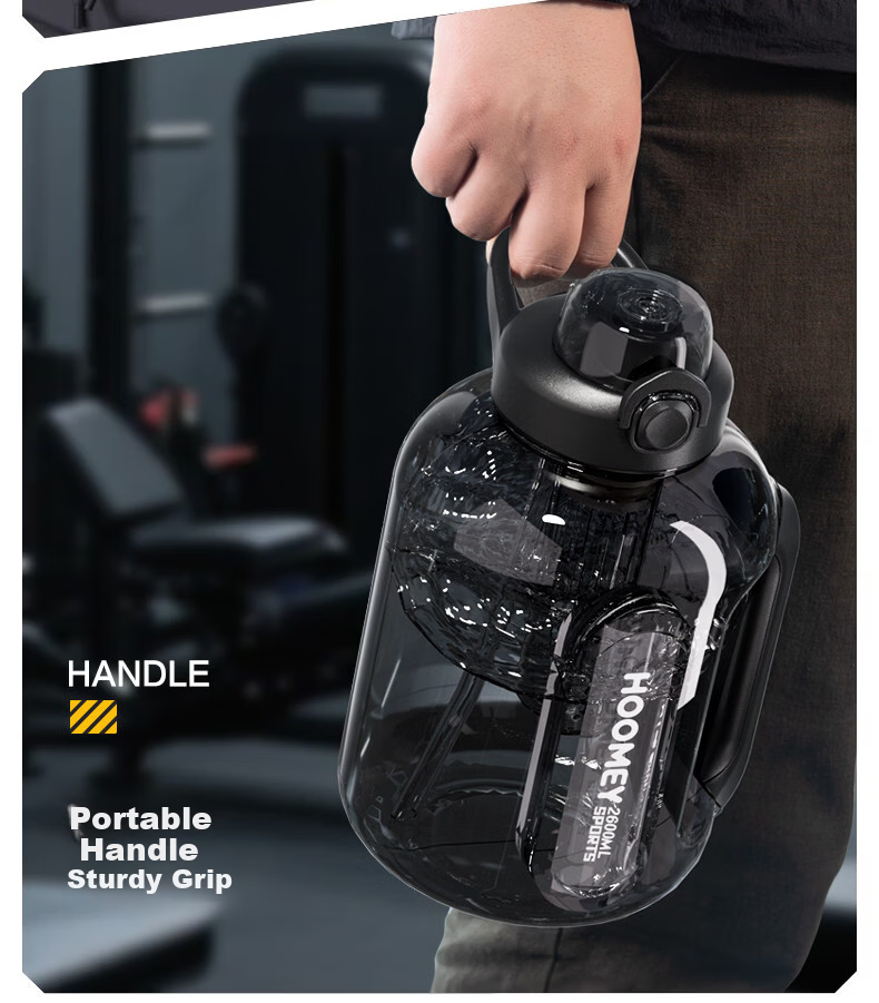 HOOMEY Large Capacity Sports Water Bottle Tritan Plastic Cup with Measurement Scale and Straw Outdoor Sports Flask 14