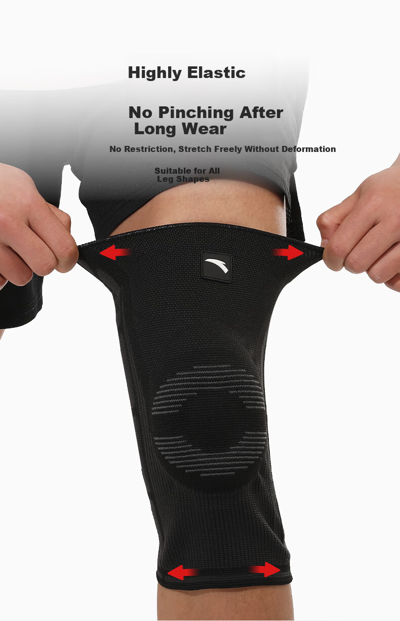ANTA Knee Support Sports Running Warm Old Cold Leg Basketball Knee Brace Meniscus Injury Badminton Black Size M 3