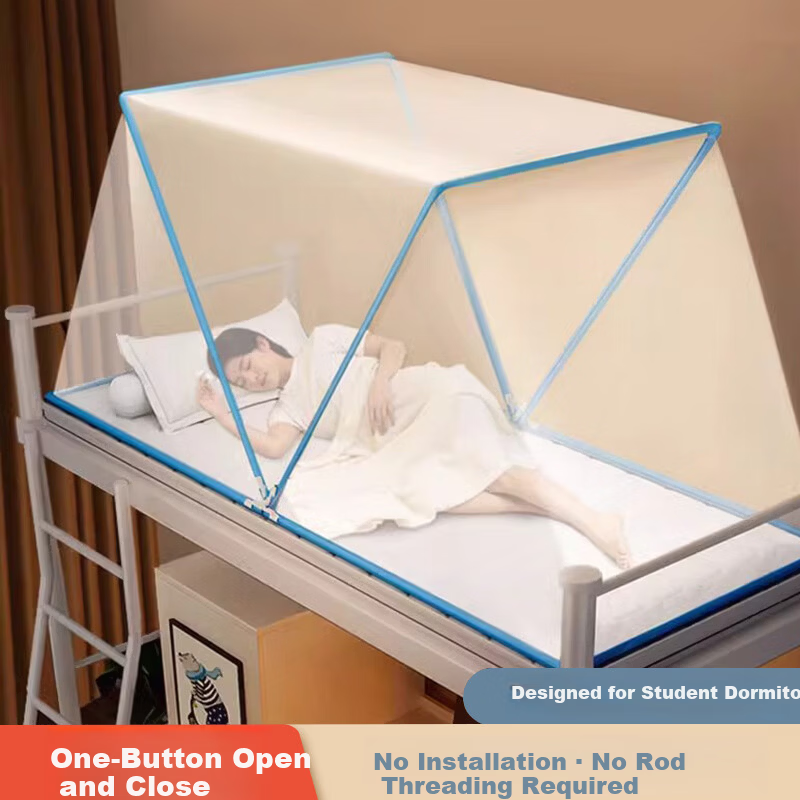 Nanjiren Full-Cover Foldable Mosquito Net for Bed, Student Dormitory, Blue