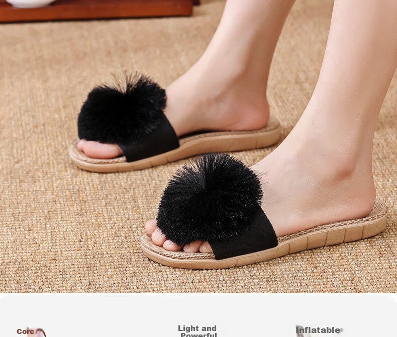 Huamei Jianbu Women's Linen Slippers Indoor Non-Slip Odor-Resistant Sweat-Absorbing Durable Floor Sandals HM3130 Gray Size 35-36 1