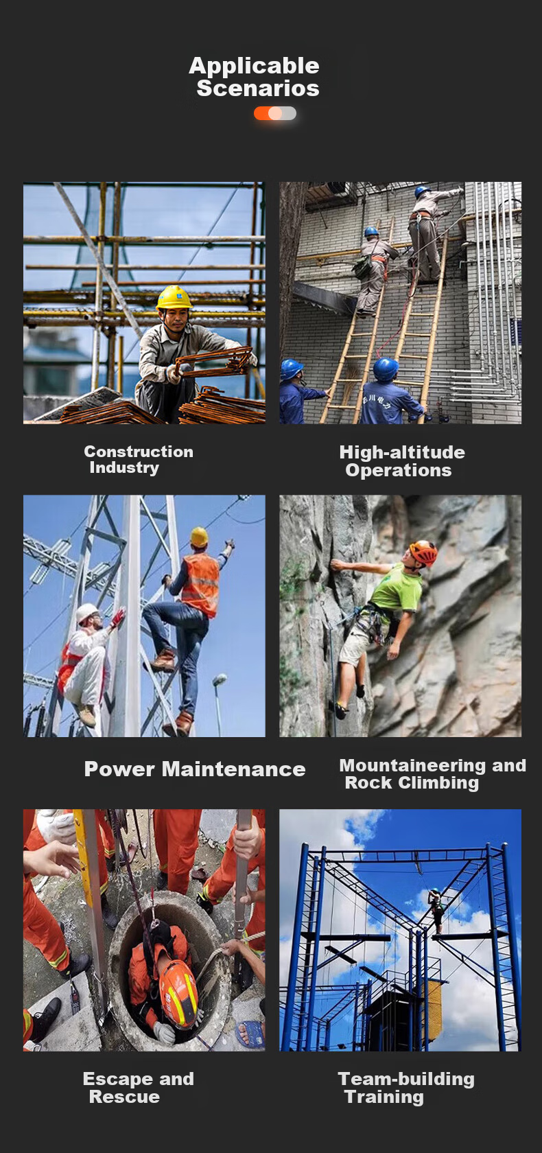 Leyoubaiyi 5-Point Safety Harness 2m Double Large Hooks Fall Protection Safety Rope for High-Altitude Work 12