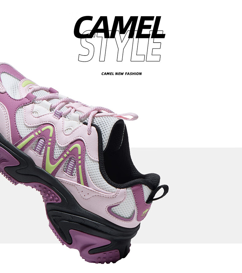 CAMEL Women's Retro Casual Mesh Breathable Dad Sneakers X25CX4L4035A Ivory Pink Size 39 16
