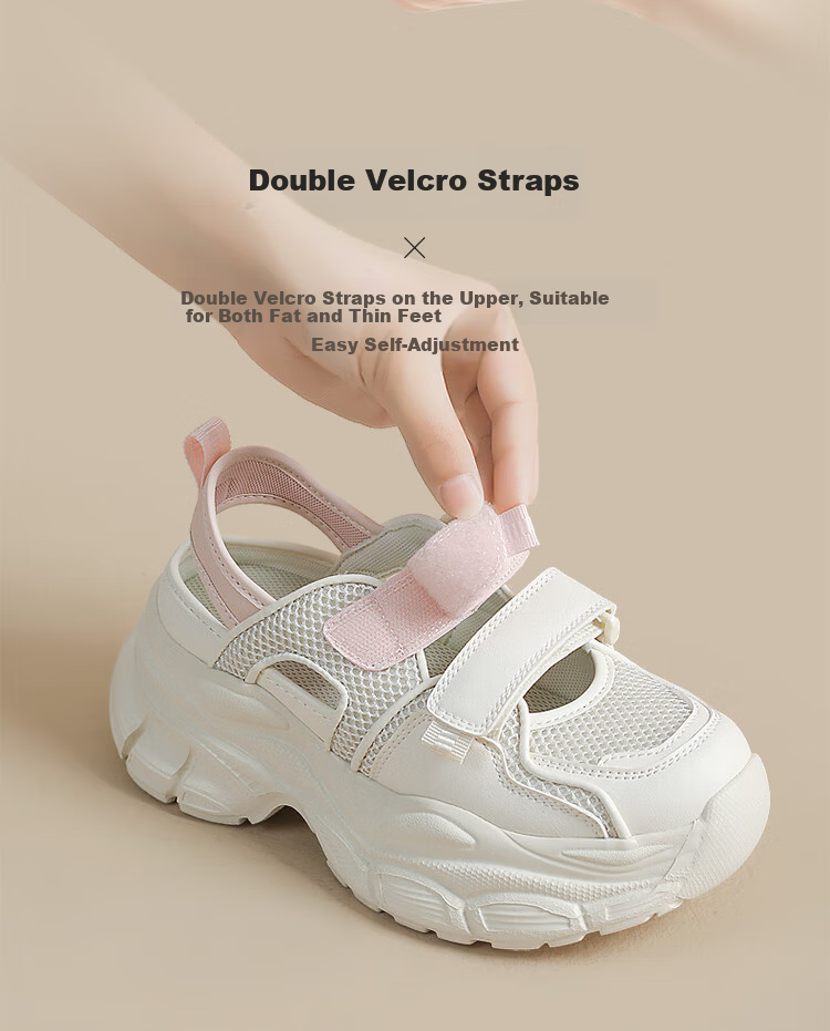 ZHR Zese Women's Summer Thick-Soled Mesh Sports Sandals Breathable Outdoor Casual Dad Shoes G778 Beige Pink Size 39 13