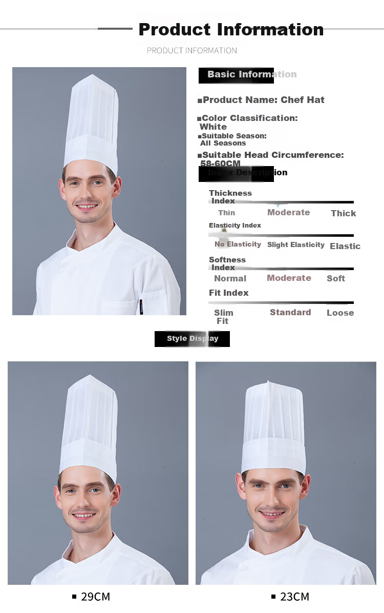 Shangyou Premium Chef Hats Unisex Hotel Mushroom Disposable Kitchen Work Hats Thickened Double-Ribbed White 100pcs 3