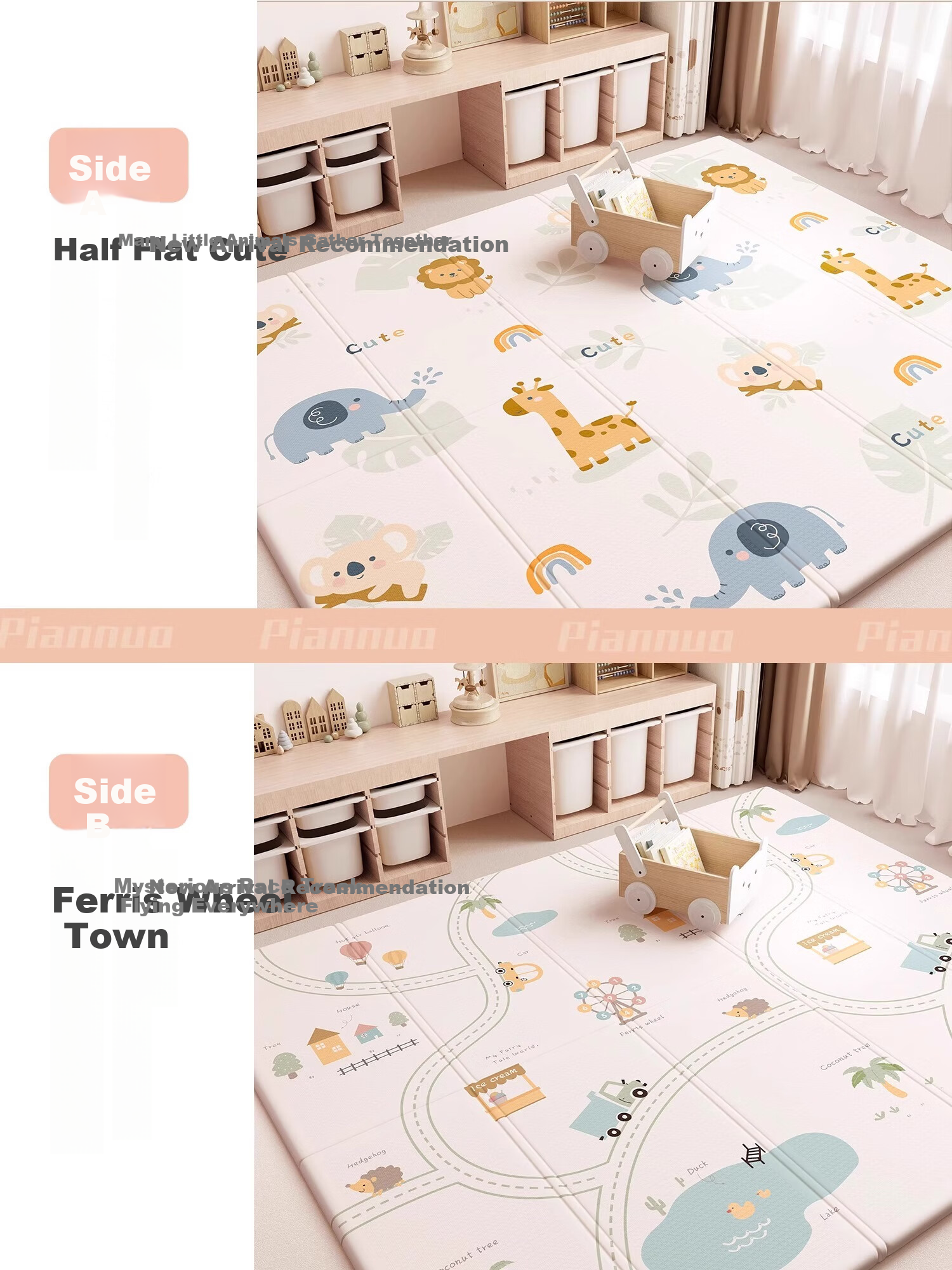 Letide XPE Baby Antibacterial Crawling Mat Foldable Play Mat Home Picnic Floor Mat 200*180*2CM with Edging 1