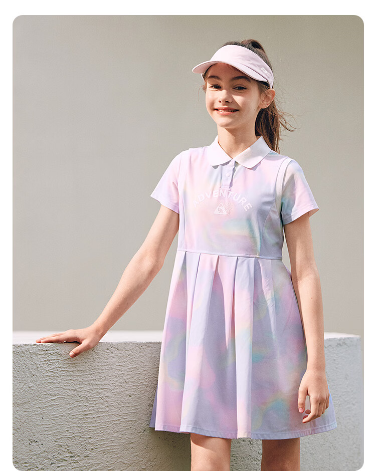 Balabala [balaOne] Girls' Dress Children's Summer Polo Dress Waist-Drawn Quick-Dry 20