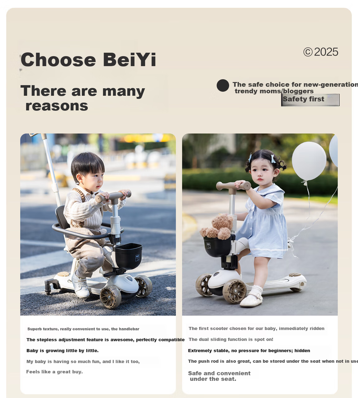 BEIESTATE Supreme Pro Scooter 6-in-1 Foldable Kids Scooter for Ages 1-3-6 Birthday Gift Mica Gray 1