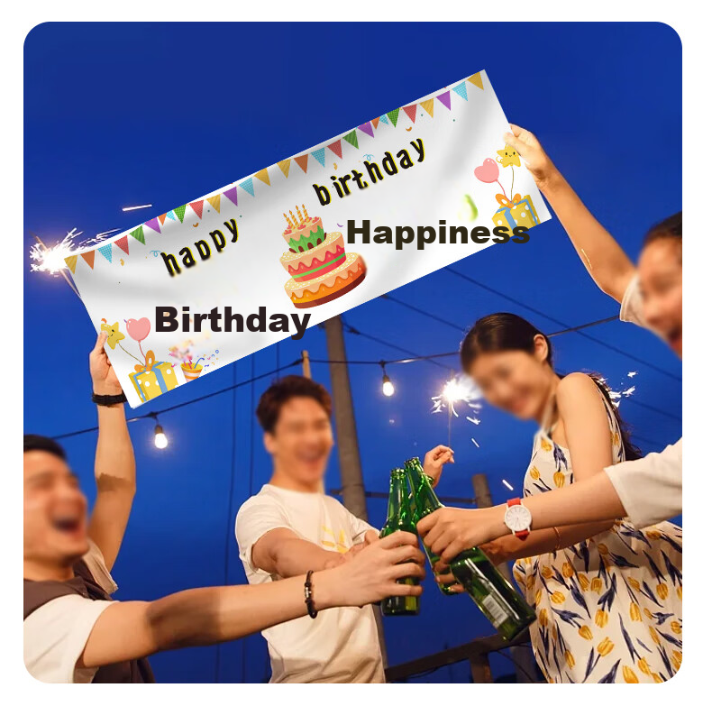 Xinyue Happy Birthday Handheld Banner for Men, Women, and Children Outdoor Decoration Poster Spring Outing Photo Prop 8