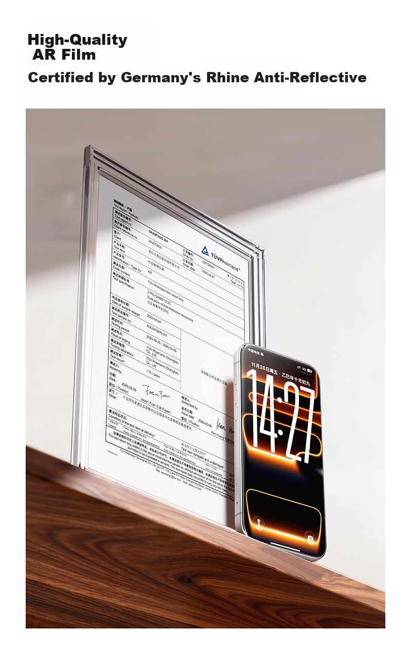 Torras Boundless AR Film [AR Anti-Reflective Magnetic Sputtering + No Black Edges] Compatible with iPhone 17 Tempered Glass Screen Protector for Apple 16 Pro, High-Definition Screen Protector, 2-Pack 2