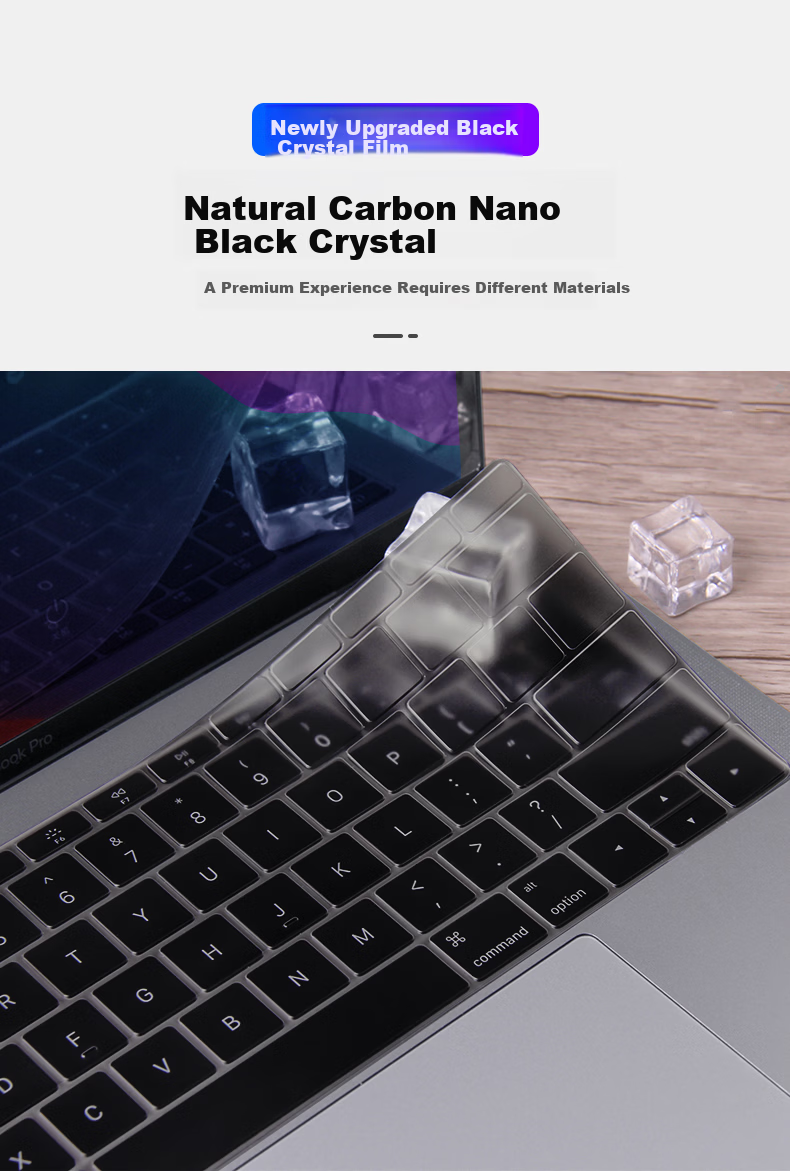 DiYi Workshop Ultra-Thin Black Crystal Nano Antibacterial Keyboard Cover for Apple MacBook Pro 13/15 A1706/A1989/A1990 2