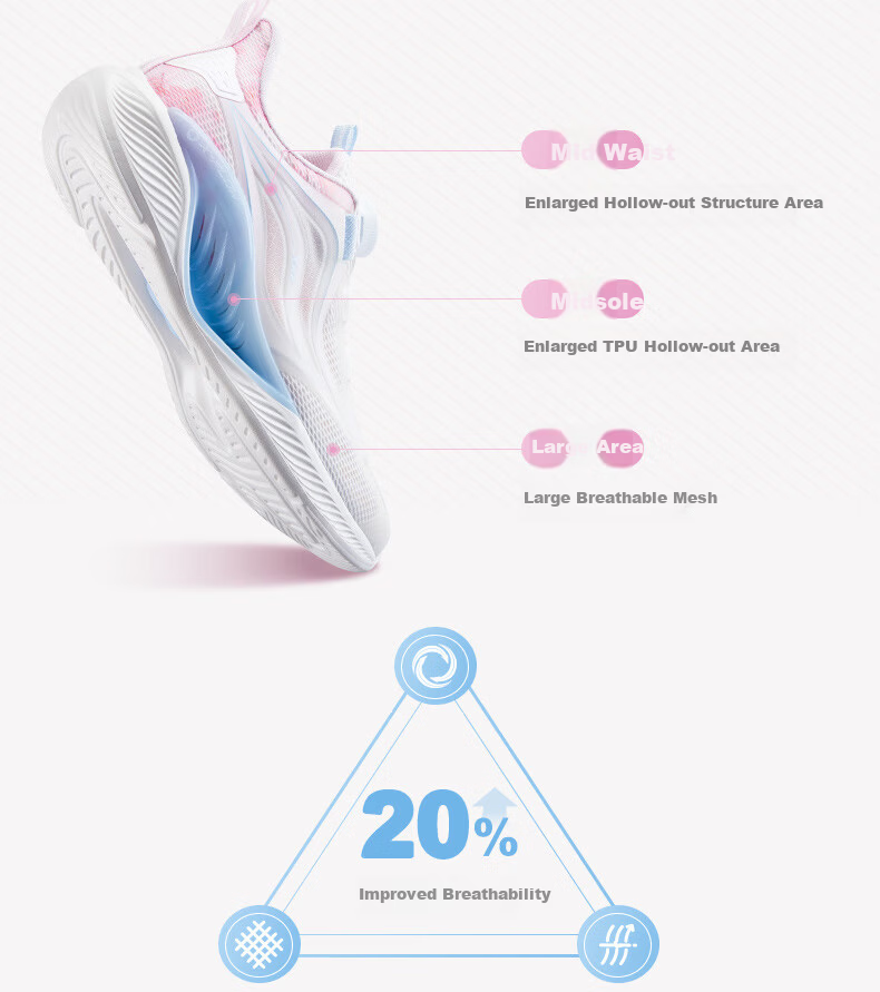 XTEP Kids Hydrogen Wind 5.0 Multi-Color Breathable Dial Lightweight Running Shoes Vanilla Yellow/Fondant Pink Size 38 11