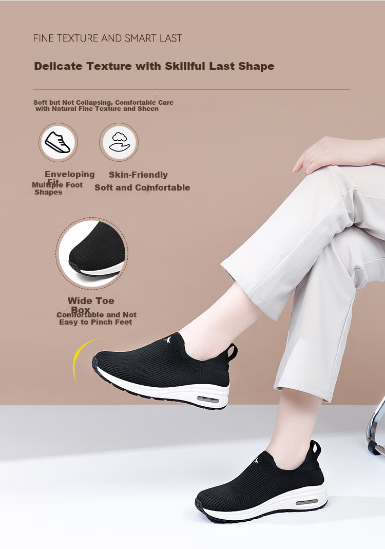 Red Dragonfly Women's Casual Shoes Autumn Breathable Slip-On Lightweight Soft Sole Lazy Height-Increasing Sports Shoes EXB351131 Black Size 35 4