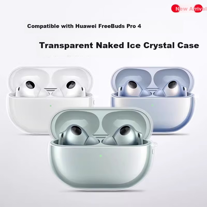 Hot Fire Compatible Huawei FreeBuds Pro4 Transparent Bluetooth Earphone Case Silicone Soft Full-Cover Shockproof Ultra-Thin Protective Shell with Bare Machine Aesthetic + Braided Strap