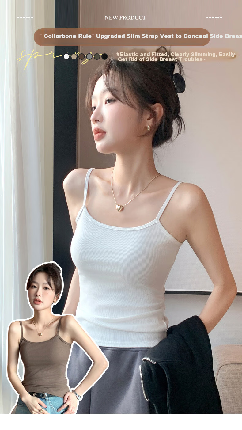Langsha Women's Small Camisole Vest 2026 New Slim Fit Slimming Backless Sleeveless Thin Outerwear Basic Top 1