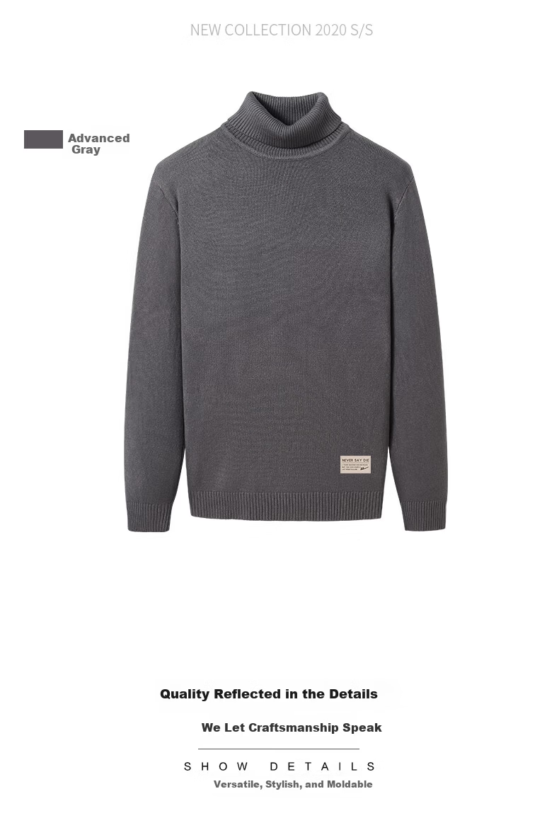 Warrior Men's Winter Warm Turtleneck Sweater Trendy Knit Pullover Woolen Shirt 15