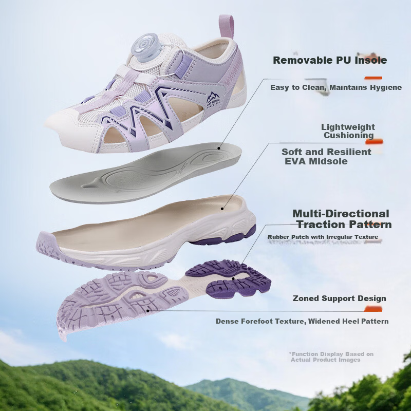 DR·KONG Full Contact Summer Kids Sports Sandals with No-Tie Rotary Buckle 2S10B2004FM Beige/Blue Size 28