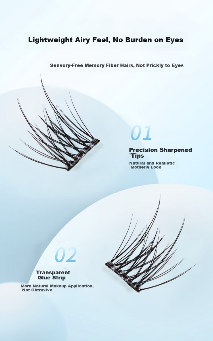 Meifuyu Glue-Free False Eyelashes Lively Camellia 120 Clusters Natural Self-Adhesive Eyelashes for Beginners MF8039 9