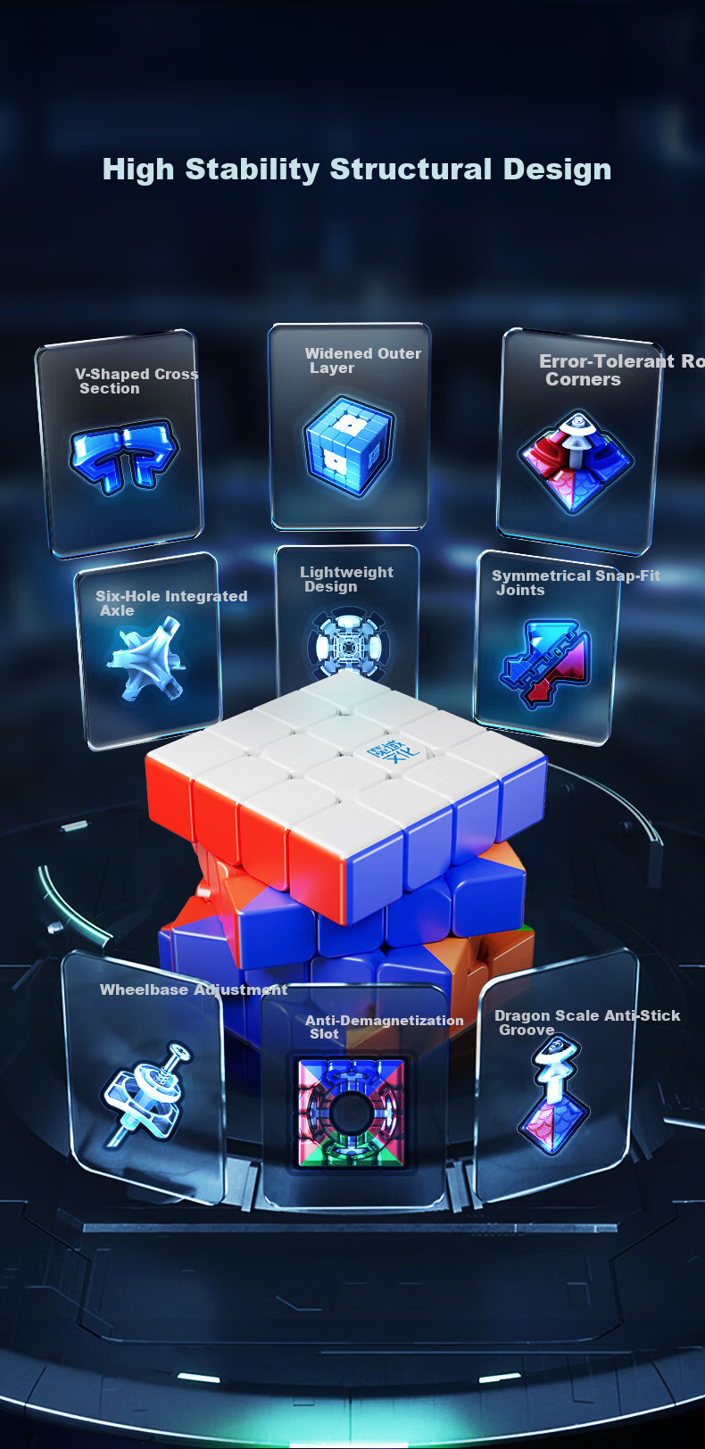 Moyu Culture Aosv V7 4th Order Magnetic Cube Advanced Competition Level Three-Track Magnetic Cube Version 3