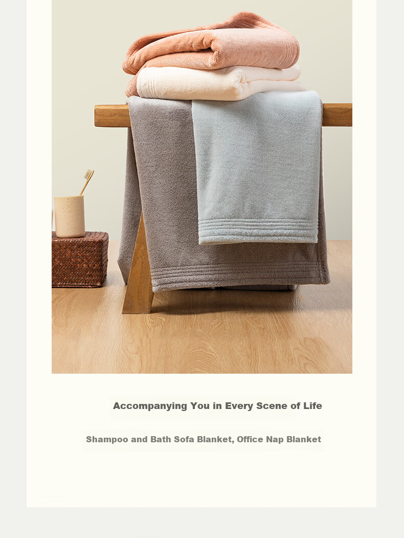 MUJI Bath Towel A-Class Skin-Friendly Soft Absorbent Quick-Dry Thickened Lint-Resistant Unisex Large Bath Towel Gray 430g 8