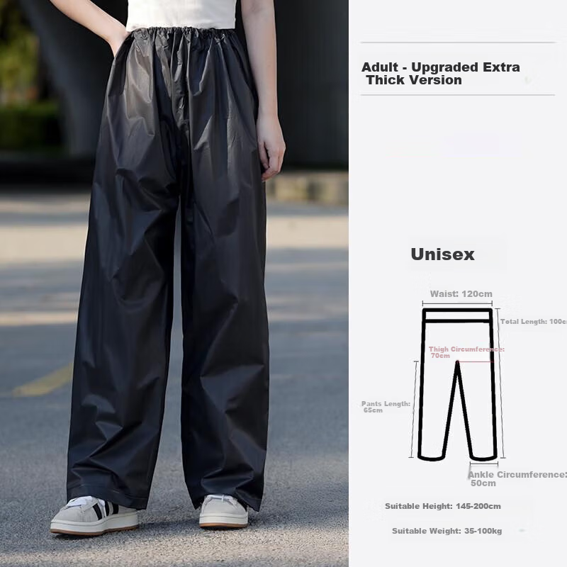 BWNK Waterproof Rain Pants Men Single Piece Half-Length Anti-Storm Disposable Thickened Breathable Wear-Resistant Adult Rain Pants Black One Size