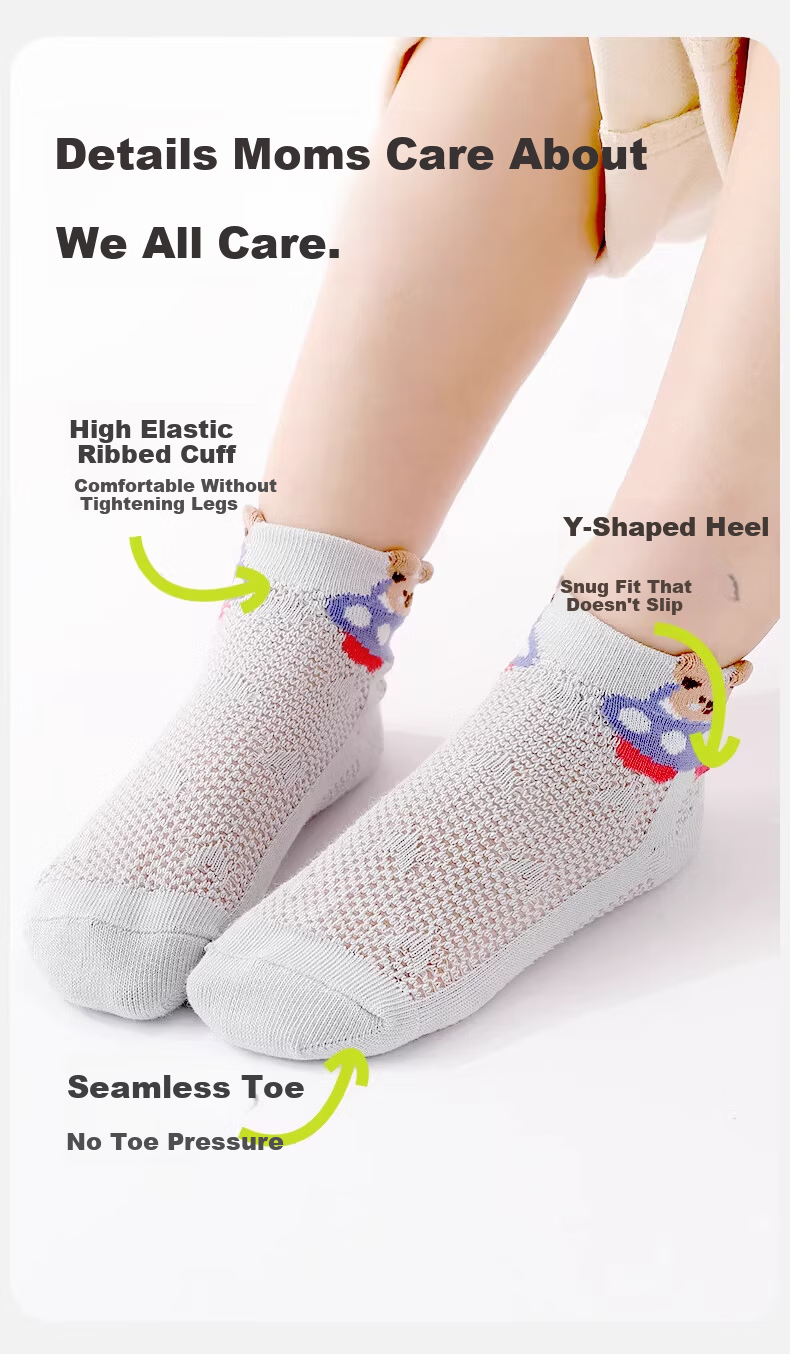 Mianqixiong Boys' Summer Thin Cotton Socks, Ultra-Thin Mesh Breathable Pure Cotton Short Socks for Little Boys and Babies 5