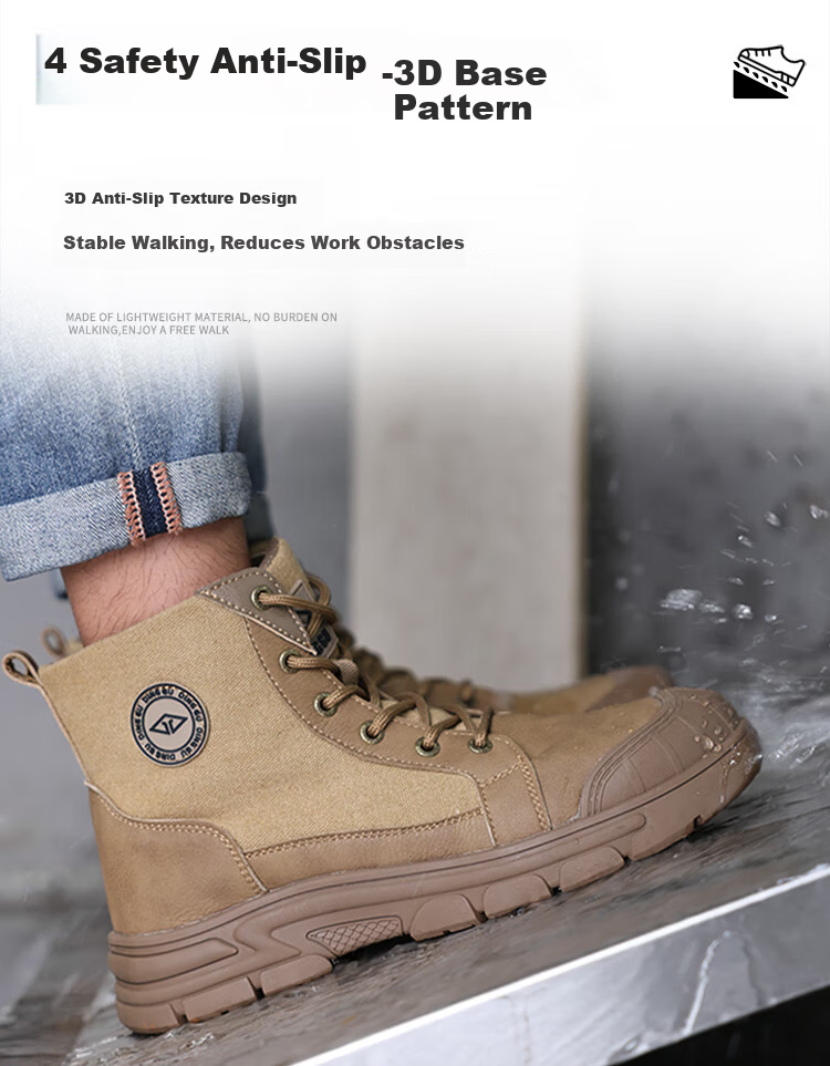 Dinggu Safety Work Shoes Anti-Smash Anti-Puncture Steel Toe High-Top Men's Comfortable Brown All-Season Model 1316ZongGD38 8