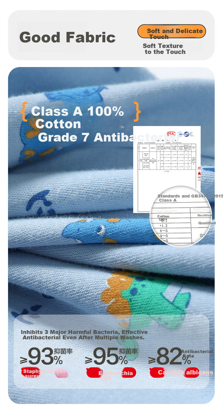 Hodohome Boys' Cotton Antibacterial Thermal Underwear Set, Long Sleeve Top and Pants, Grade 7, Printed Crew Neck, Sizes 121-150 5