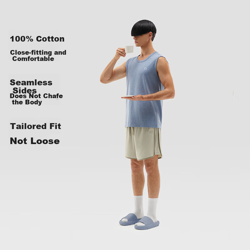 Jiao Nei Cotton 301H Men's Vest 100% Pure Cotton Wide Shoulder Seamless Sleeveless Homewear Spring Summer Pajamas