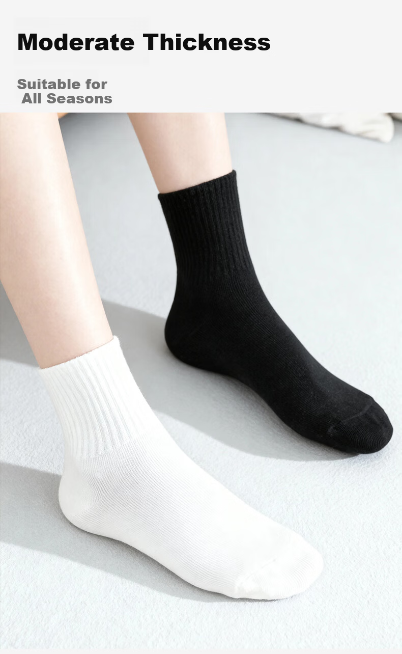 NolansenDi Disposable Socks Unisex Daily Use Mid-Calf 10A Antibacterial Breathable Sweat-Absorbing Travel Wash-Free White 20 Pairs 4