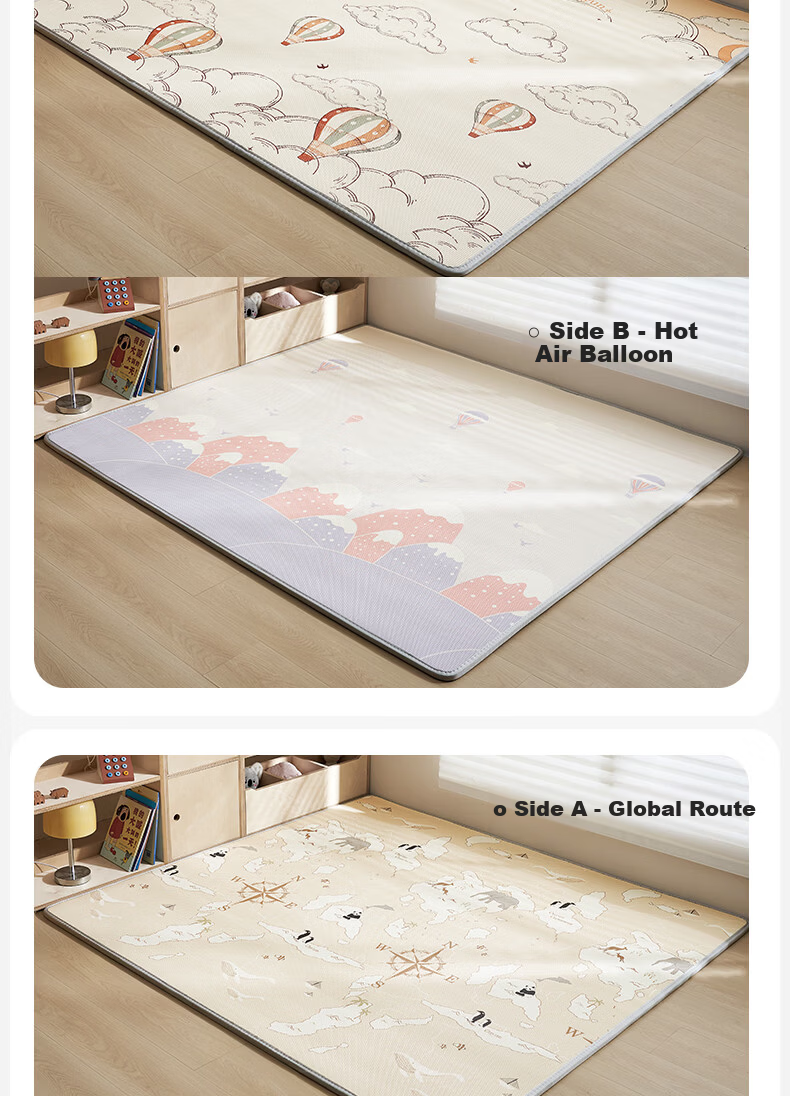 OUYUN Baby Crawling Mat Thickened Children's Crawling Mat iXPE Integrated Floor Mat Snow Village + Bear 2×1.8m 31
