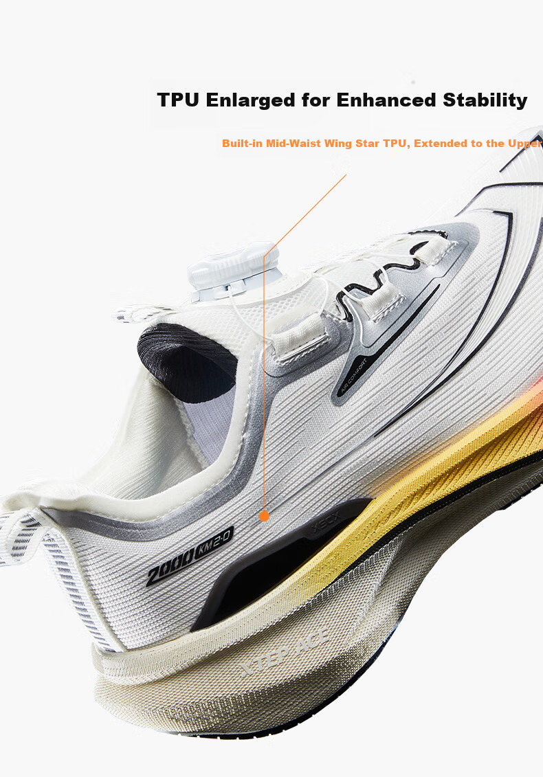 XTEP Kids Boys 2000 Kilometers 2nd Generation Upgraded Marathon Running Shoes Sail White/Silver Size 38 12