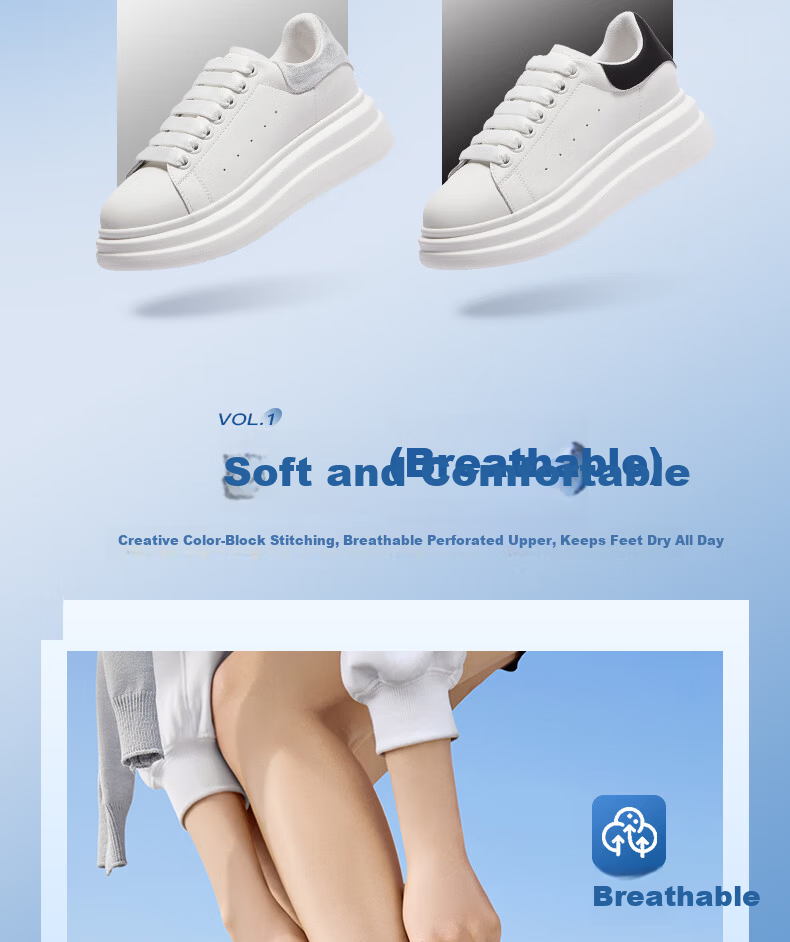 CAMEL Men's Casual Classic White Sneakers Thick Sole Height Increasing Shoes L15S548064 White/Black Size 43 6