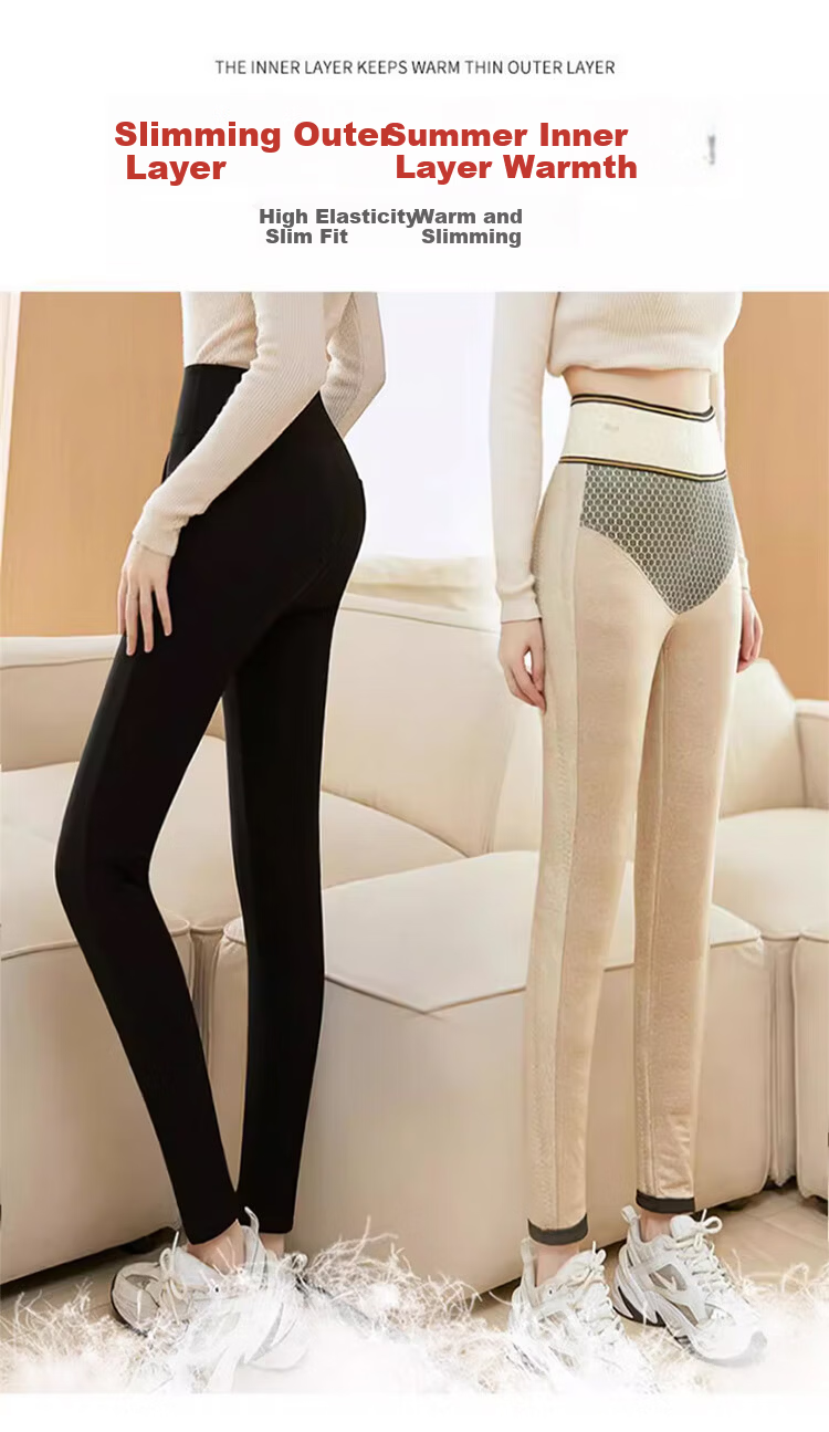 Langsha Women's Down Pants Thickened Winter Outerwear Northeast Goose Down Wool Warm Fleece Slim Black Cotton Pants 11