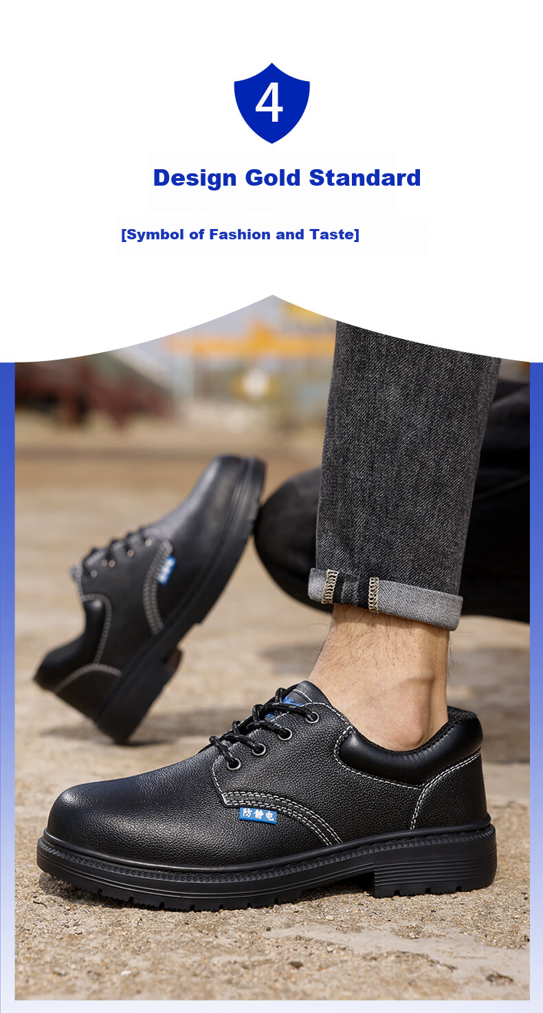 BlueOwl Shield Men's Breathable Durable Anti-Static Waterproof Anti-Smash Toe Anti-Puncture Worksite Safety Shoes D005A-1 Size 44 15