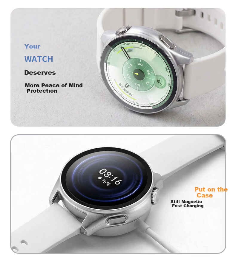 CHENSONG New Release GT6 Protective Case and Screen Protector for Huawei Watch GT6 PC Tempered Shell Integrated 46mm Transparent Shockproof 5