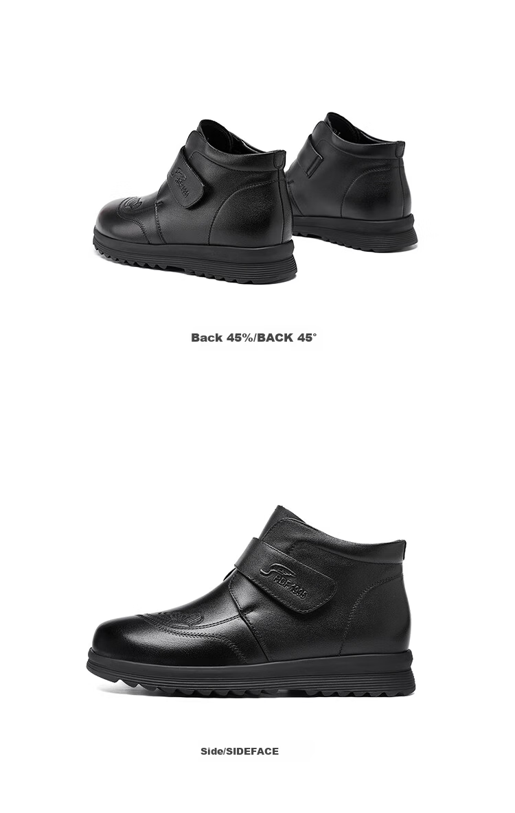 Red Dragonfly Women's Winter Lightweight Fleece-Lined Warm Genuine Leather Fashion Boots Middle-Aged Soft Sole Ankle Boots WTC457631H Black Size 38 9