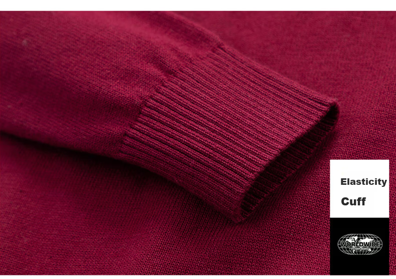 Miiow Men's Sweater Autumn Winter Casual Versatile Non-Wool Mid-High Collar Knitwear Business Pure Cotton Warm Base Shirt 11