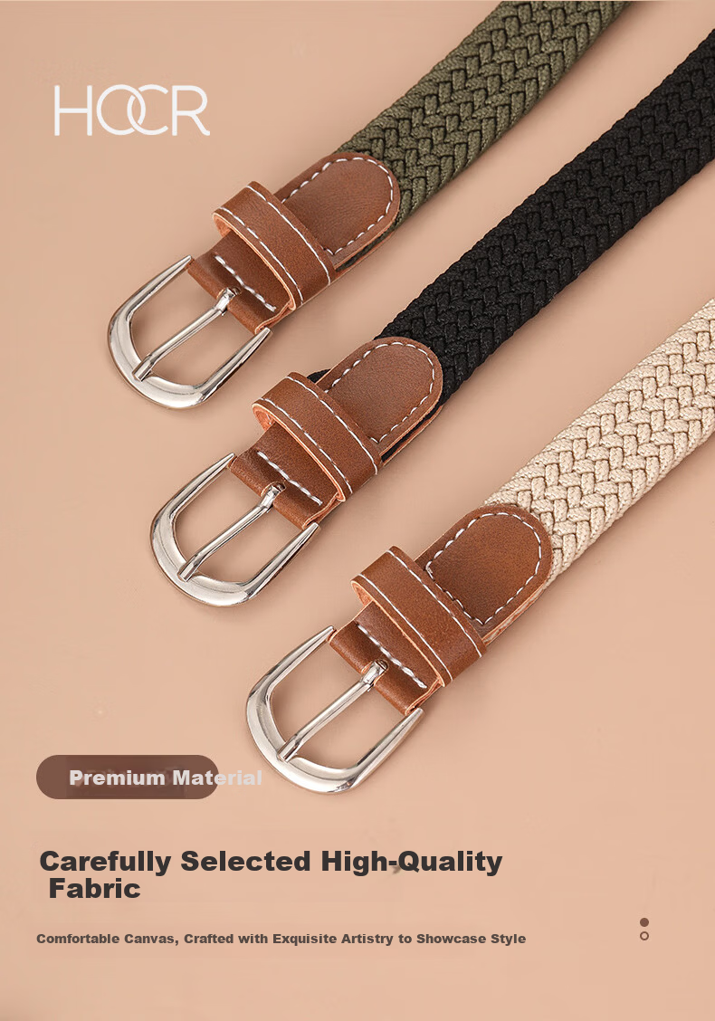 HOCR Canvas Belt Ins Style Woven Elastic Waistband Comfortable Breathable Unisex Jeans Belt 12
