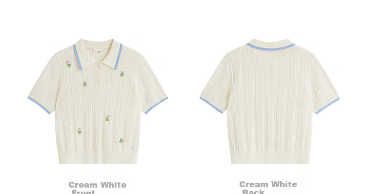 Inman French Style Hollow Out Thin Knitwear 2026 Summer New Women's 3D Flower Short Sleeve Top Cream White L 12