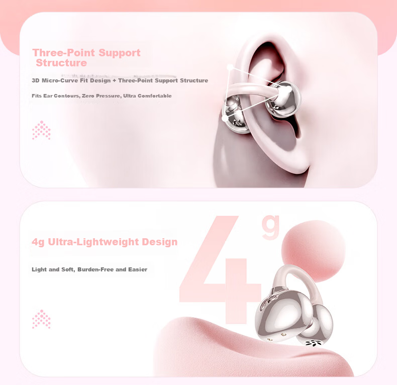 Zhiguozhe [2026 Latest Model - Berlin Sound] Bluetooth Clip-On Earphones Non-Bone Conduction Wireless Open-Ear Sports Running Long Battery Life Comfortable Wear 11