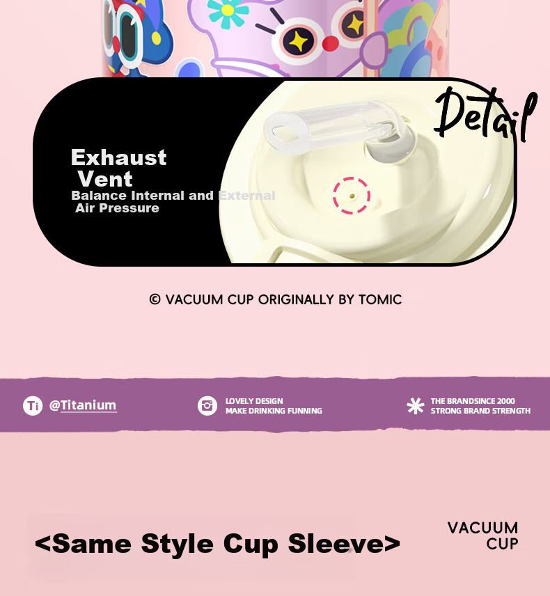 TOMIC Pure Titanium Kids Insulated Water Bottle Student Portable Straw Cup for Children Kindergarten School Use Birthday Gift 15