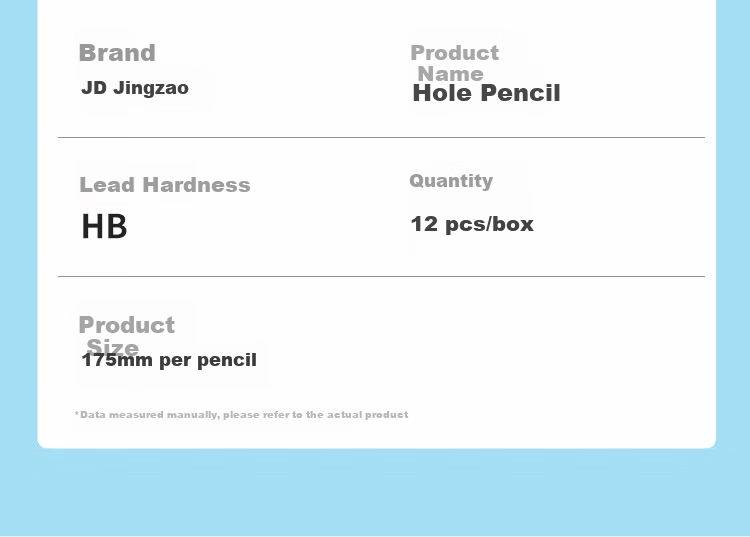 JD Jingzao HB Posture Correcting Hole Pencil 12-Pack Children's Student Handwriting Practice Back-to-School Stationery Drawing Exam Triangular Grip Easy-Hold Pencil 11