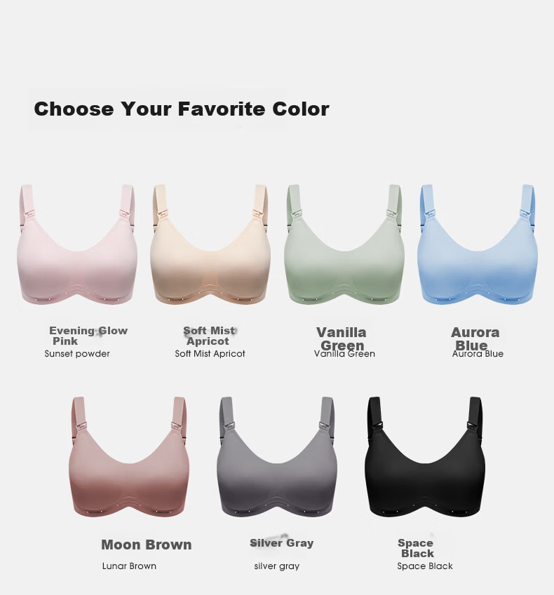 EMXEE Floating Anti-Gravity Large Bust Maternity Nursing Bra Push-Up Anti-Sagging Pregnancy Postpartum Max Bra Apricot M 22