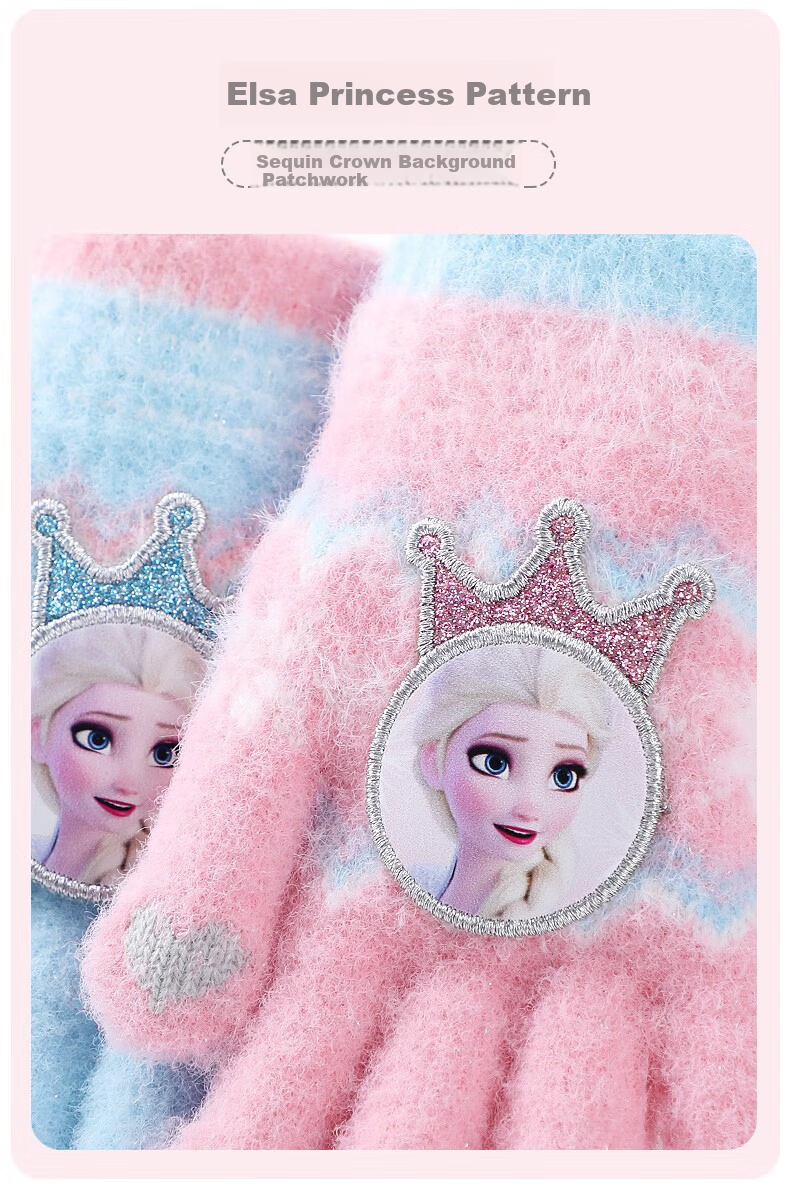 Disney Frozen Kids Winter Gloves Girls Fleece Lined Five-Finger Warm Gloves 6