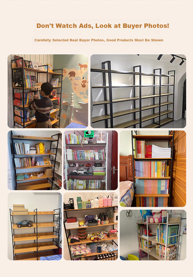 MSFE Steel Bookshelf Storage Rack Floor-standing Wall-mounted Multi-layer Display Shelf Six-tier 80*32*190cm 2