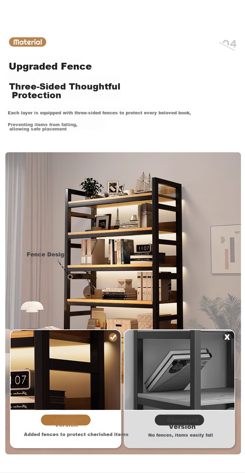 MSFE Steel Bookshelf Storage Rack Floor-standing Wall-mounted Multi-layer Display Shelf Six-tier 80*32*190cm 18