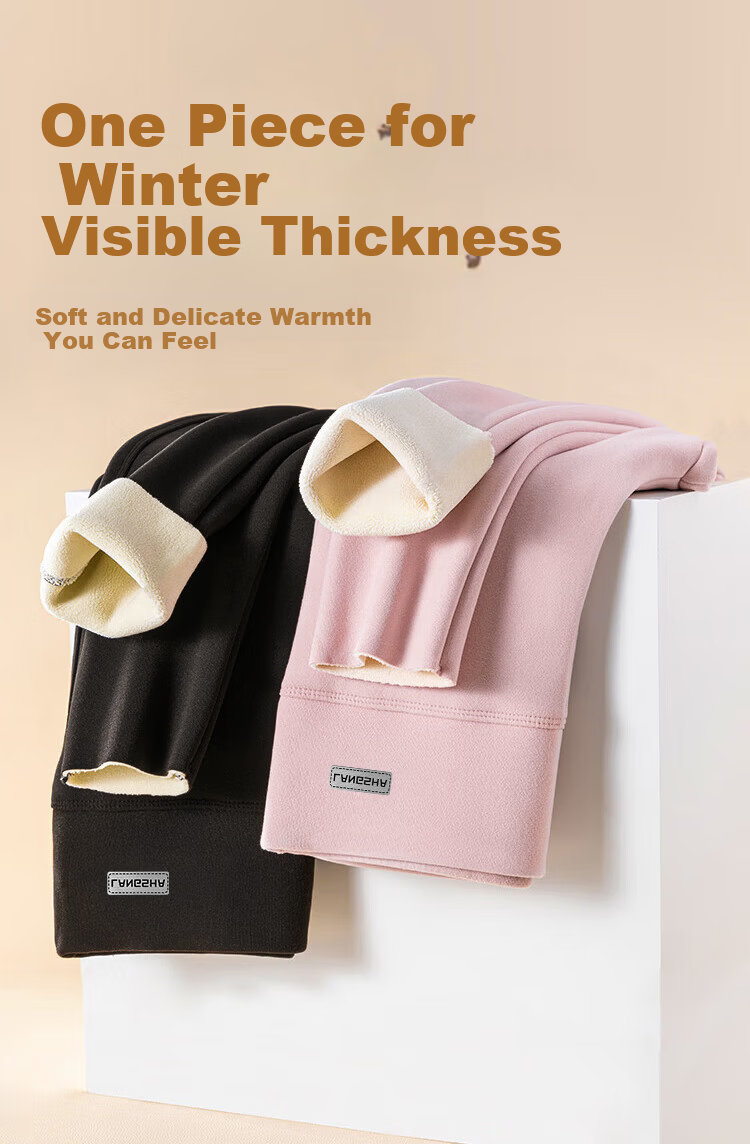 Langsha Women's Thermal Pants Winter Fleece Lined Thickened High Waist Double Layer Tummy Control Lambswool Seamless Cotton Leggings 3